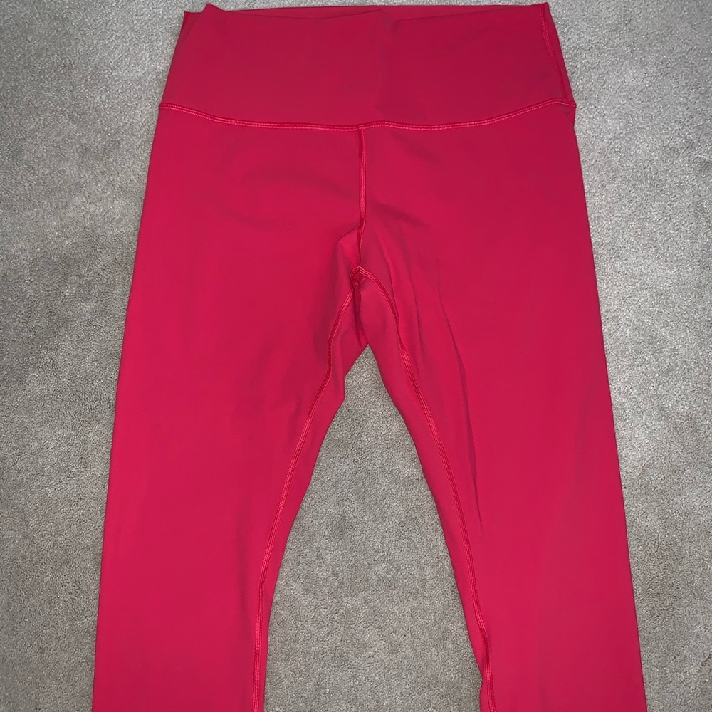 Pink/Coral lululmeon cropped leggings | WORN ONCE